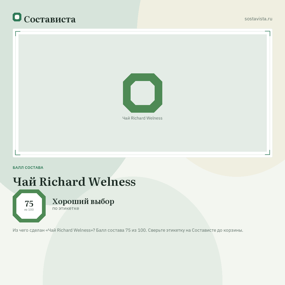 Чай Richard Welness: балл состава 75 из 100 — Состависта