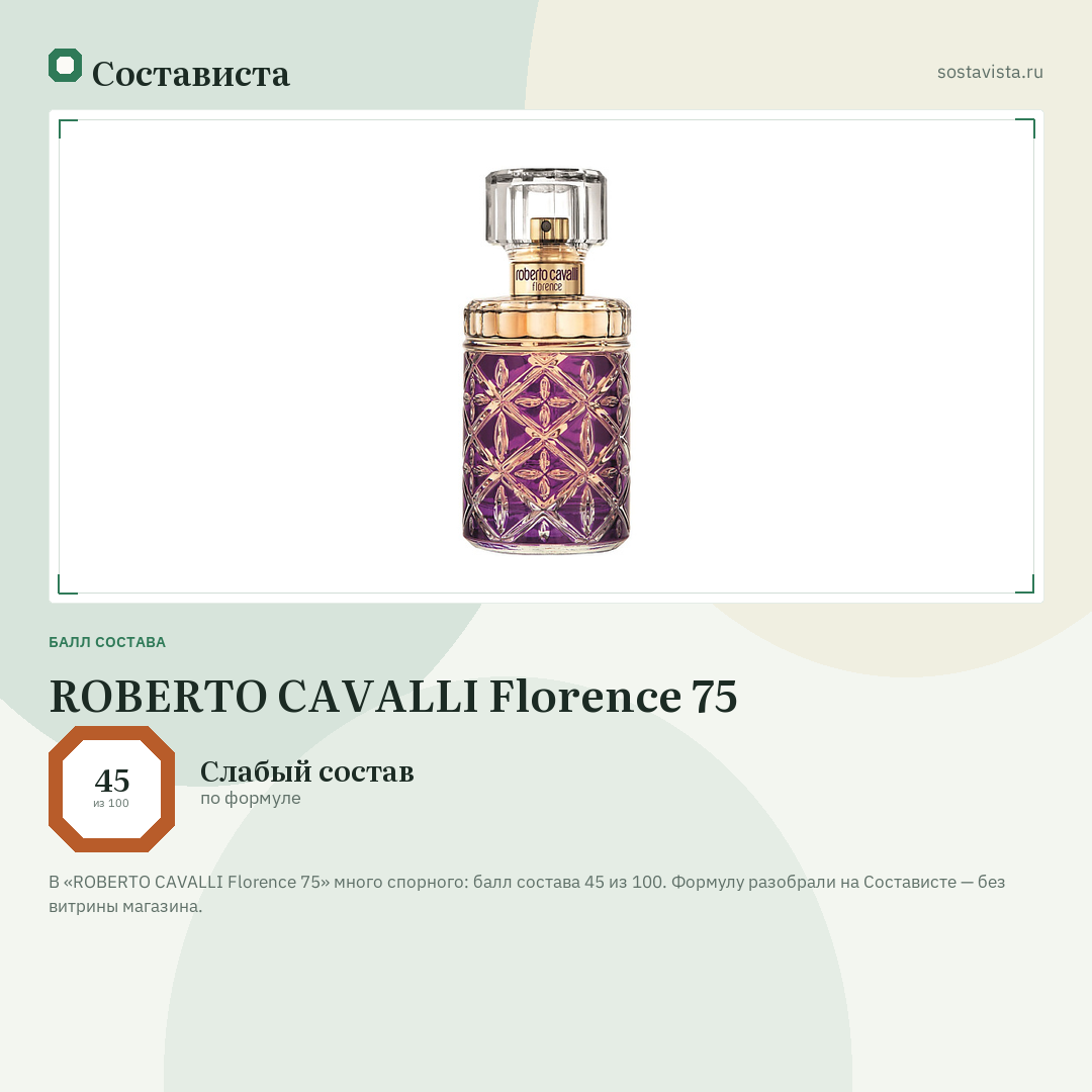 ROBERTO CAVALLI Florence 75: балл состава 45 из 100 — Состависта