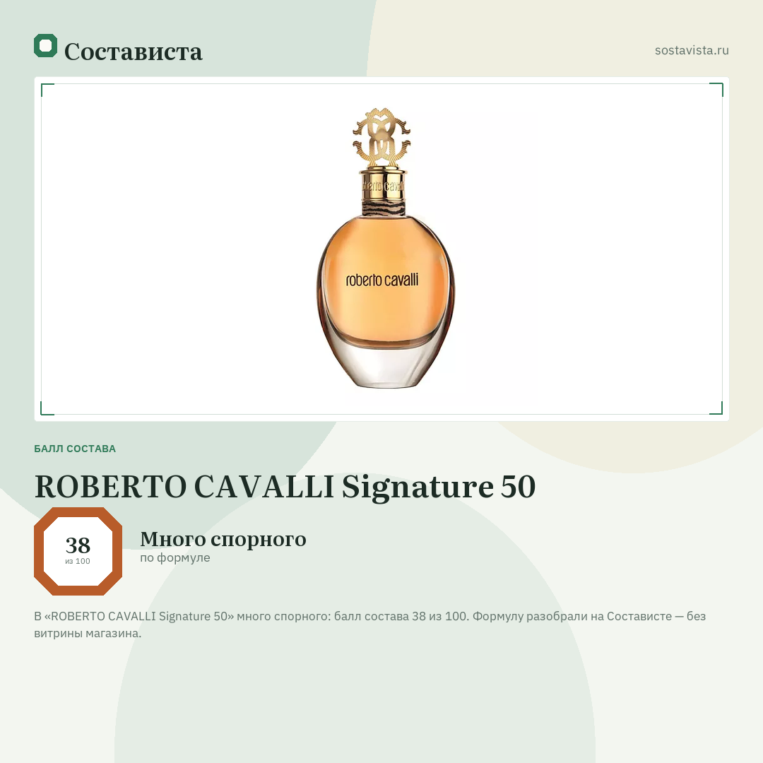 ROBERTO CAVALLI Signature 50: балл состава 38 из 100 — Состависта