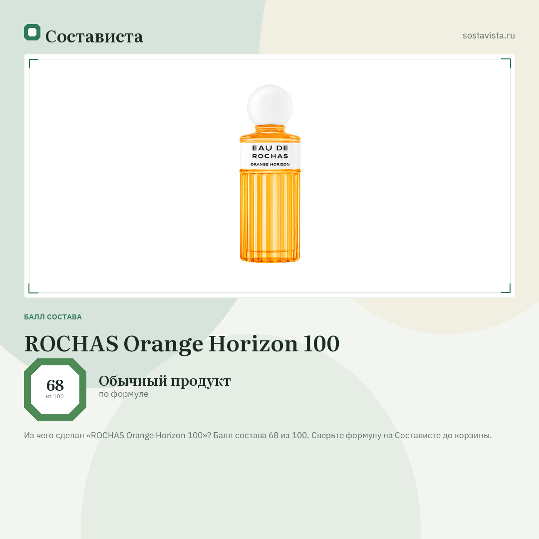 ROCHAS Orange Horizon 100: балл состава 68 из 100 — Состависта