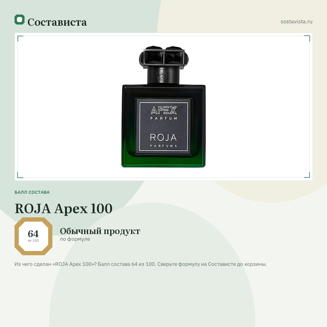 ROJA Apex 100: балл состава 64 из 100 — Состависта