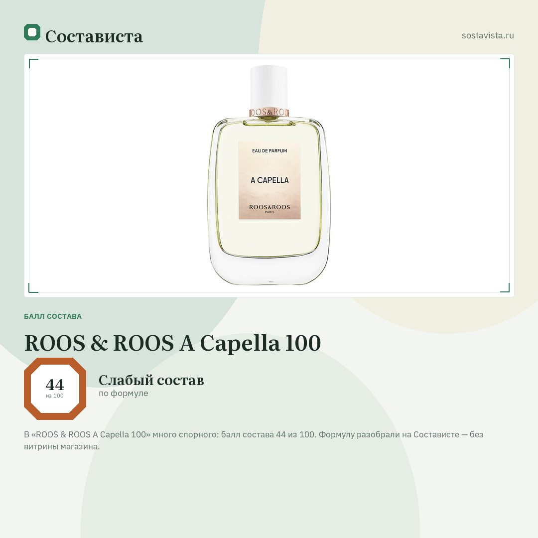 ROOS & ROOS A Capella 100: балл состава 44 из 100 — Состависта