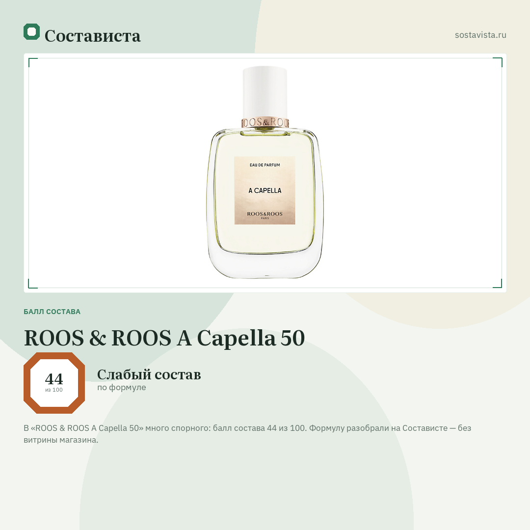 ROOS & ROOS A Capella 50: балл состава 44 из 100 — Состависта