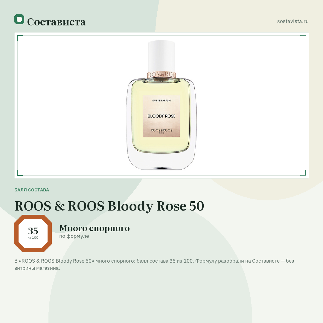 ROOS & ROOS Bloody Rose 50: балл состава 35 из 100 — Состависта