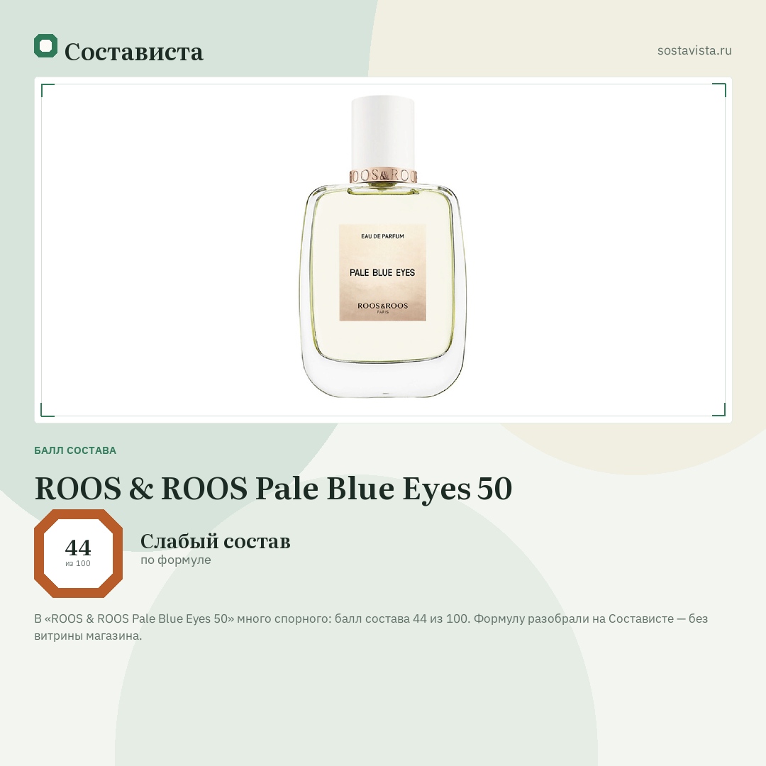 ROOS & ROOS Pale Blue Eyes 50: балл состава 44 из 100 — Состависта