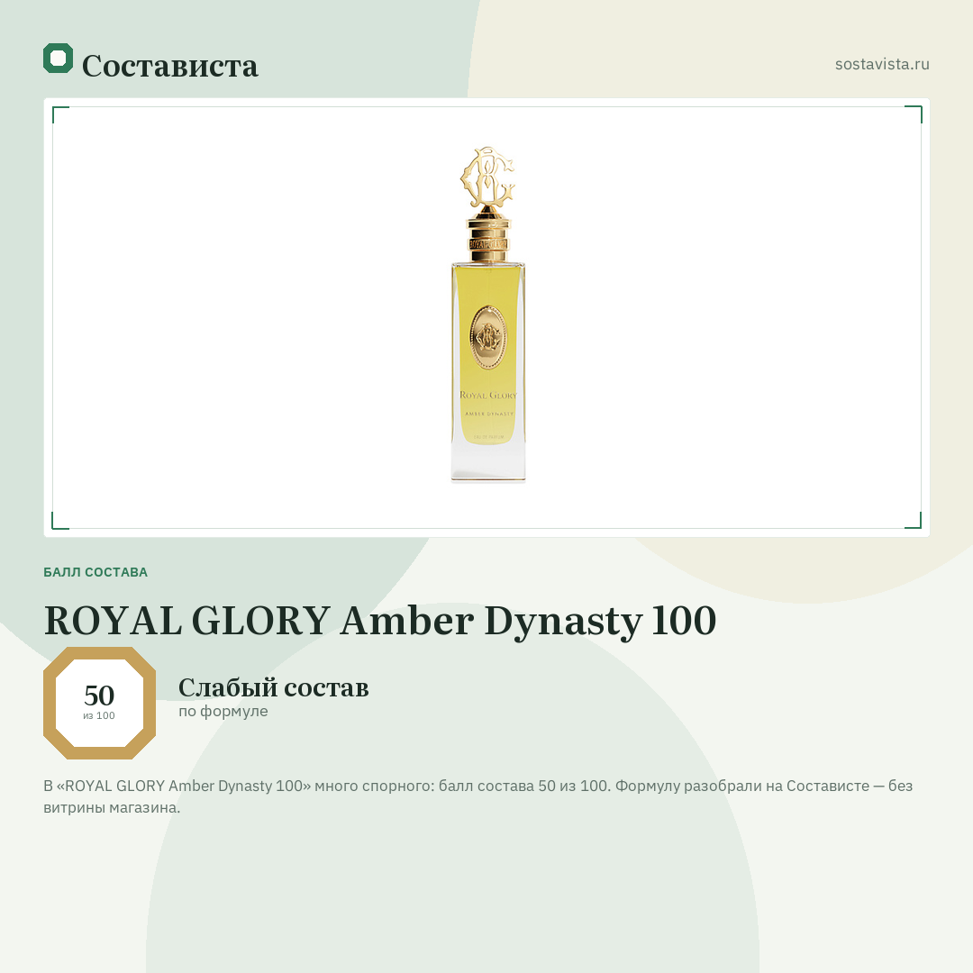 ROYAL GLORY Amber Dynasty 100: балл состава 50 из 100 — Состависта