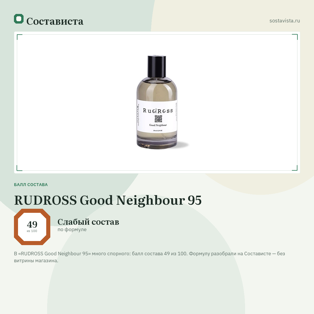 RUDROSS Good Neighbour 95: балл состава 49 из 100 — Состависта