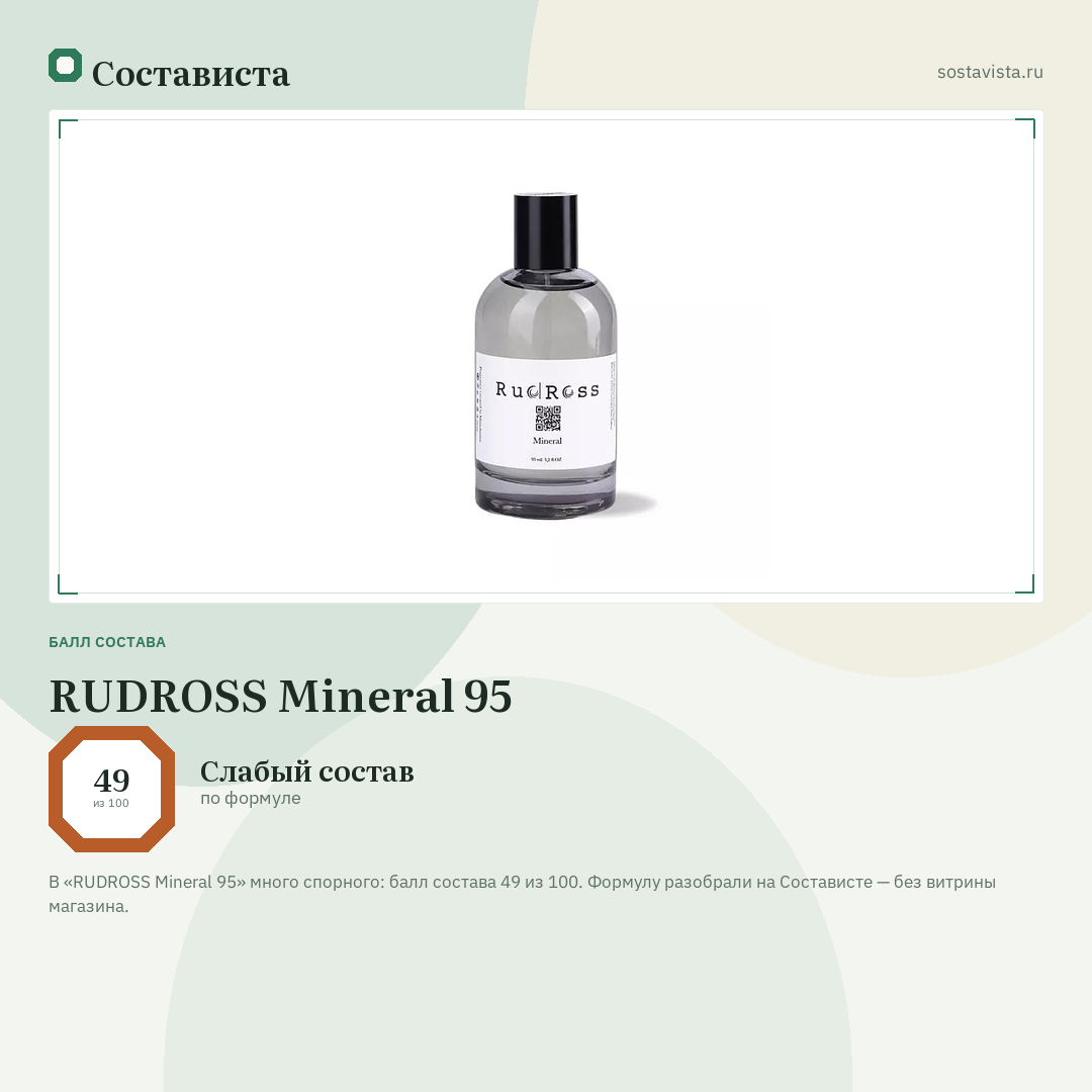 RUDROSS Mineral 95: балл состава 49 из 100 — Состависта