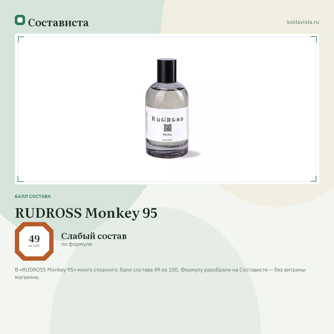 RUDROSS Monkey 95: балл состава 49 из 100 — Состависта