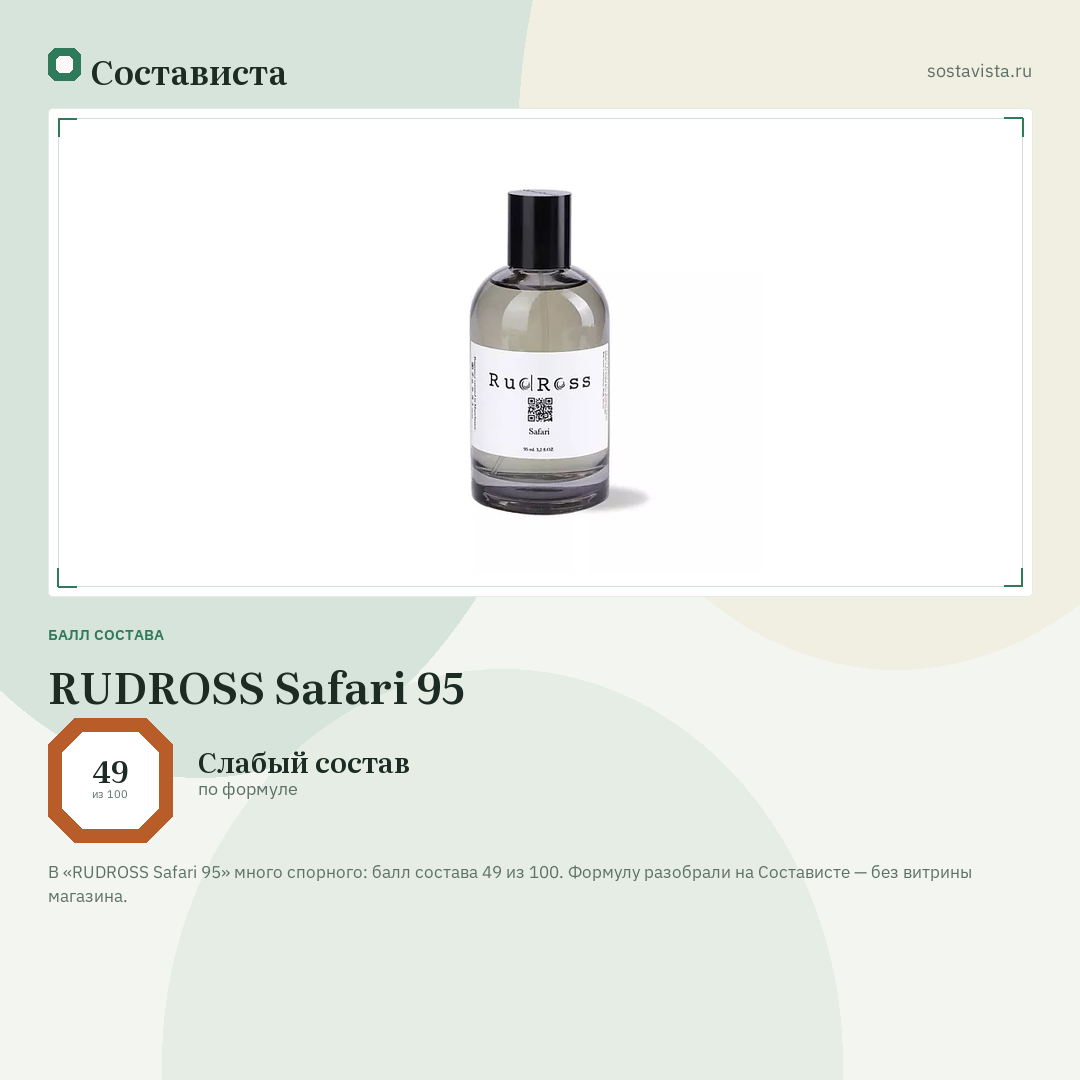 RUDROSS Safari 95: балл состава 49 из 100 — Состависта