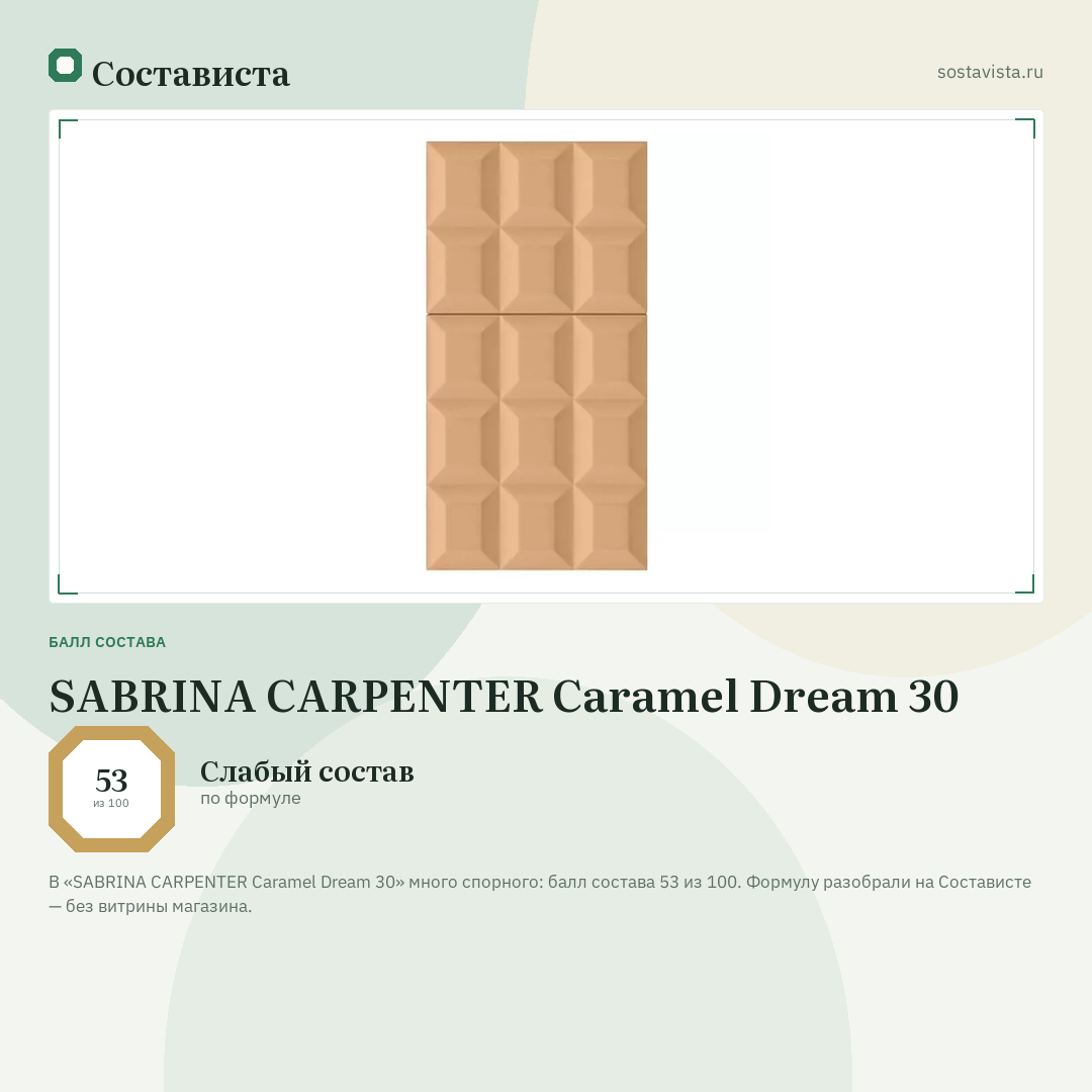 SABRINA CARPENTER Caramel Dream 30: балл состава 53 из 100 — Состависта
