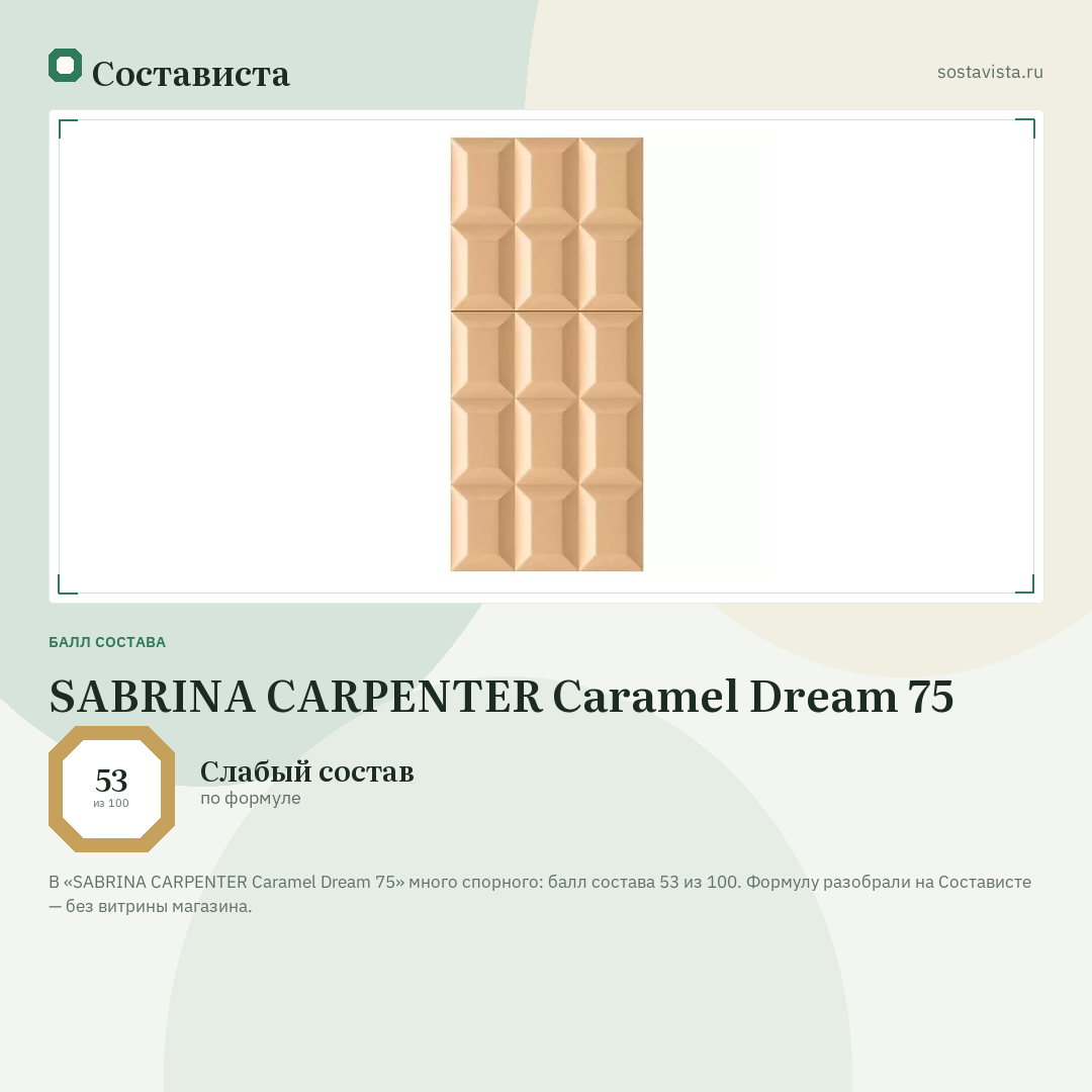 SABRINA CARPENTER Caramel Dream 75: балл состава 53 из 100 — Состависта