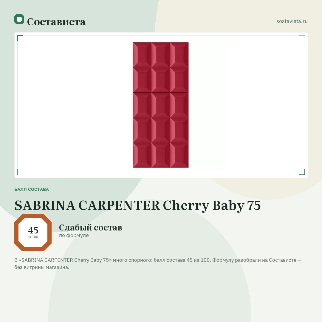 SABRINA CARPENTER Cherry Baby 75: балл состава 45 из 100 — Состависта