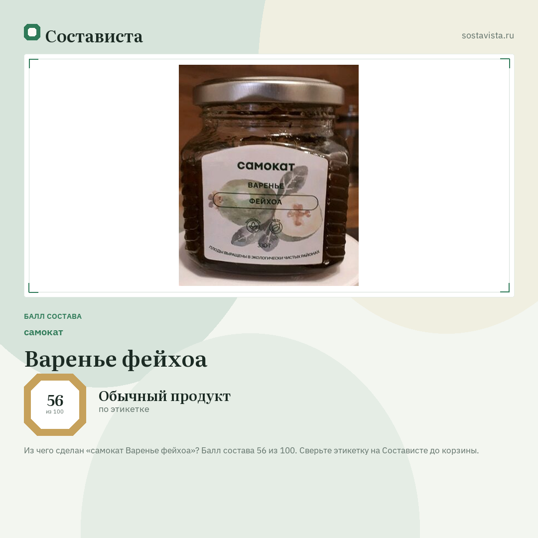 самокат Варенье фейхоа: балл состава 56 из 100 — Состависта