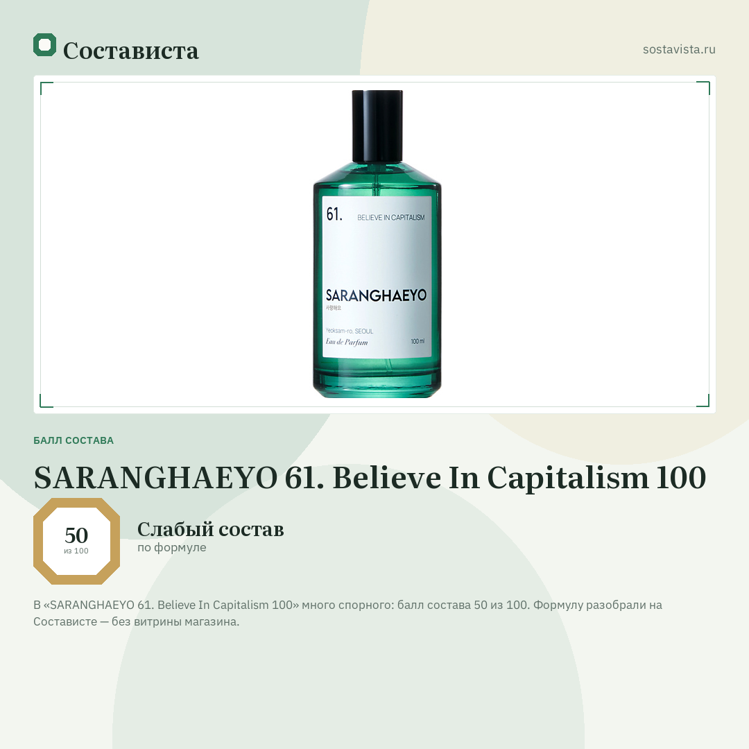 SARANGHAEYO 61. Believe In Capitalism 100: балл состава 50 из 100 — Состависта