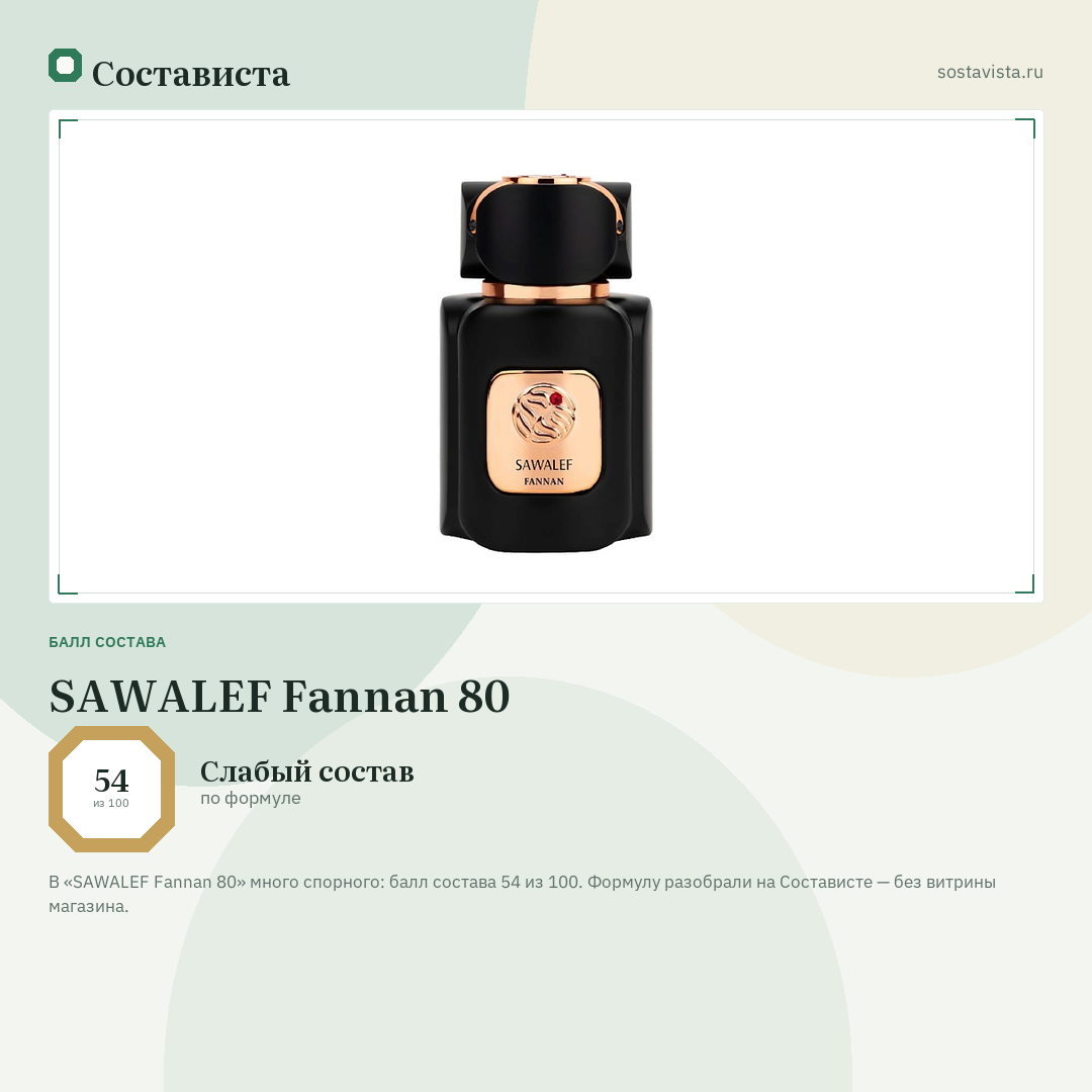 SAWALEF Fannan 80: балл состава 54 из 100 — Состависта