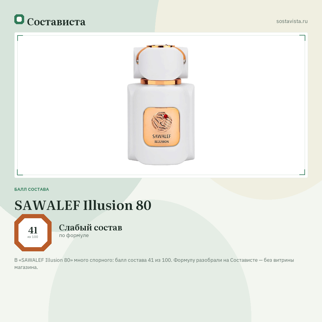 SAWALEF Illusion 80: балл состава 41 из 100 — Состависта
