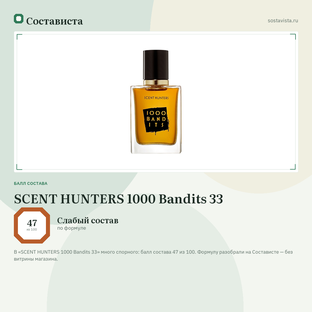 SCENT HUNTERS 1000 Bandits 33: балл состава 47 из 100 — Состависта