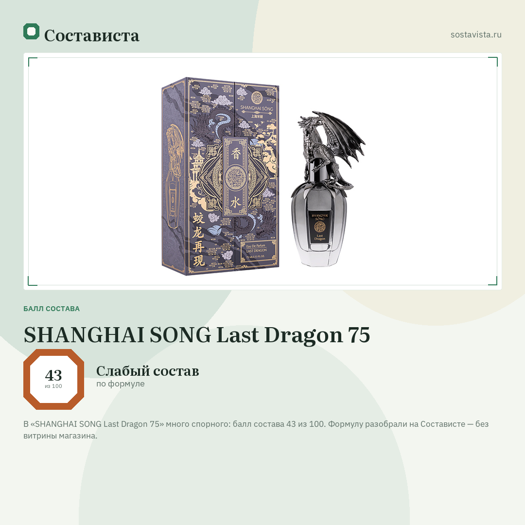 SHANGHAI SONG Last Dragon 75: балл состава 43 из 100 — Состависта
