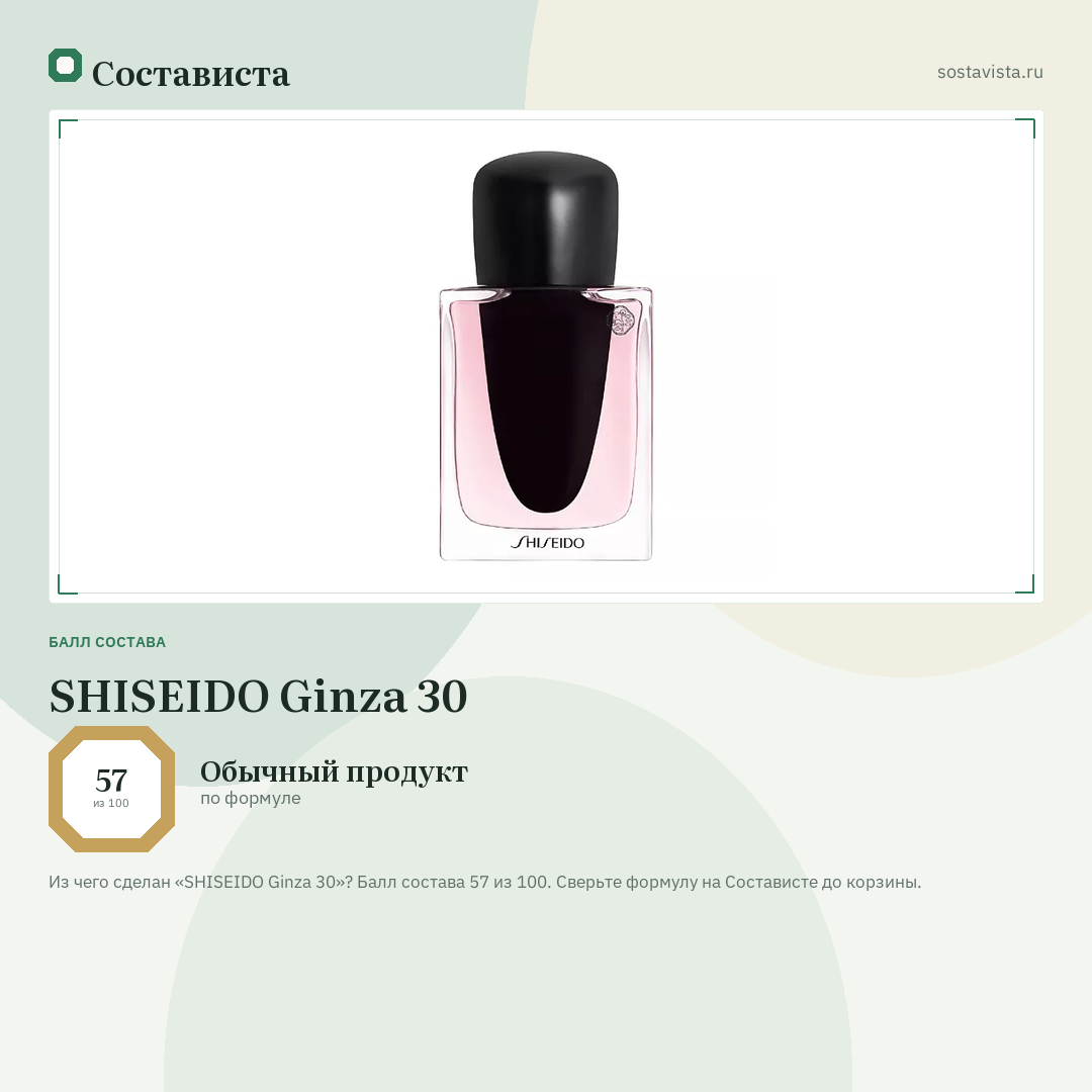 SHISEIDO Ginza 30: балл состава 57 из 100 — Состависта