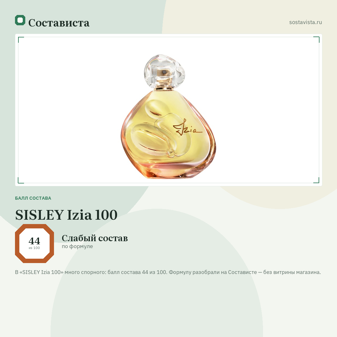 SISLEY Izia 100: балл состава 44 из 100 — Состависта