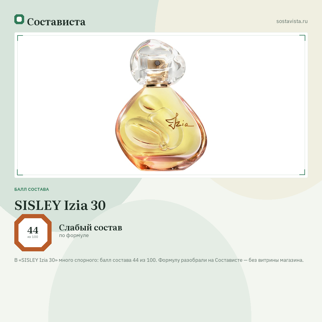 SISLEY Izia 30: балл состава 44 из 100 — Состависта