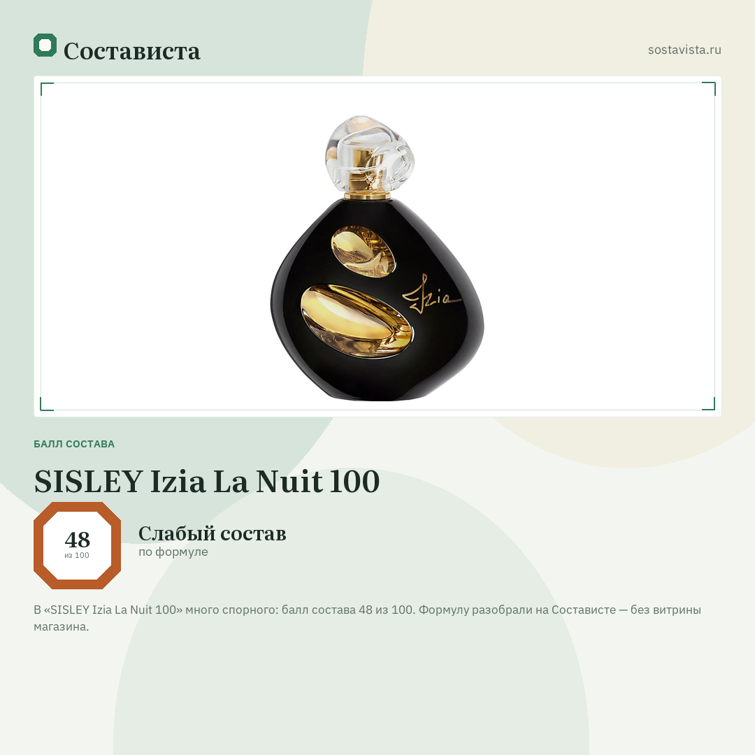 SISLEY Izia La Nuit 100: балл состава 48 из 100 — Состависта