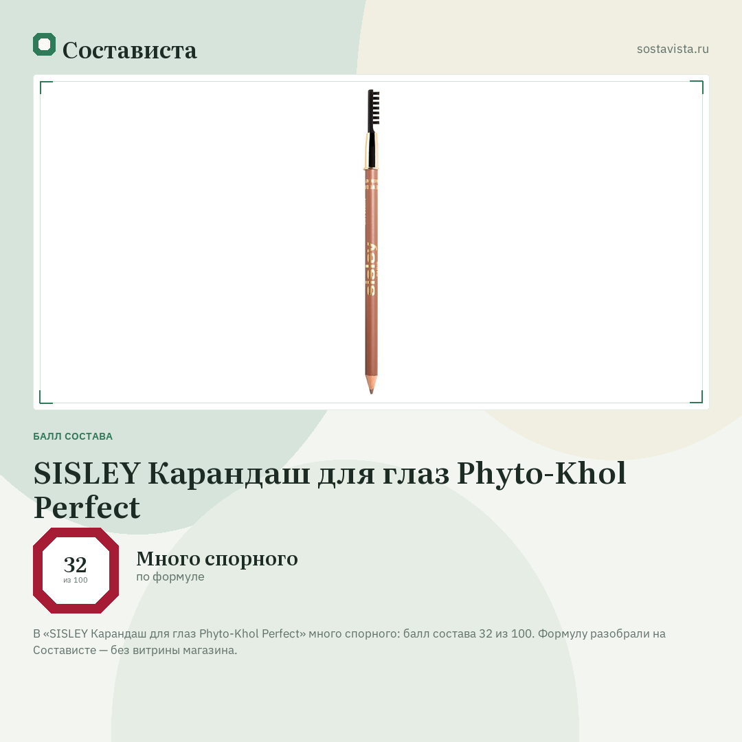 SISLEY Карандаш для глаз Phyto-Khol Perfect: балл состава 32 из 100 — Состависта
