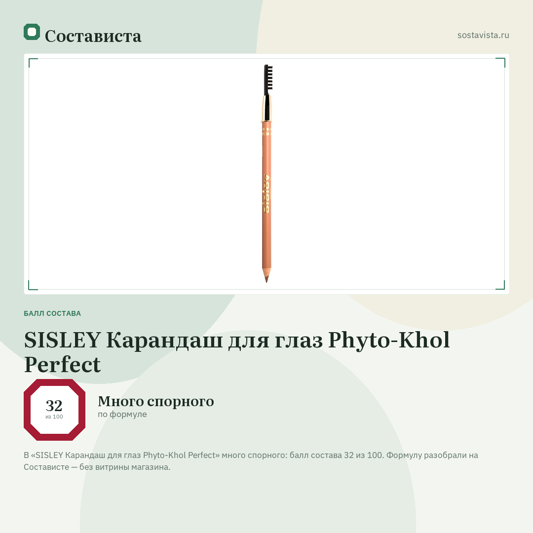 SISLEY Карандаш для глаз Phyto-Khol Perfect: балл состава 32 из 100 — Состависта