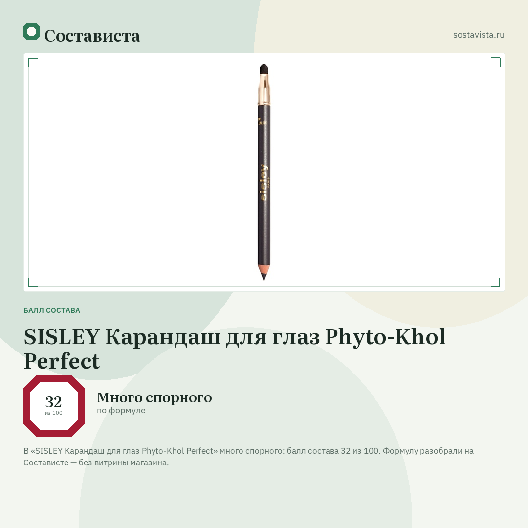 SISLEY Карандаш для глаз Phyto-Khol Perfect: балл состава 32 из 100 — Состависта