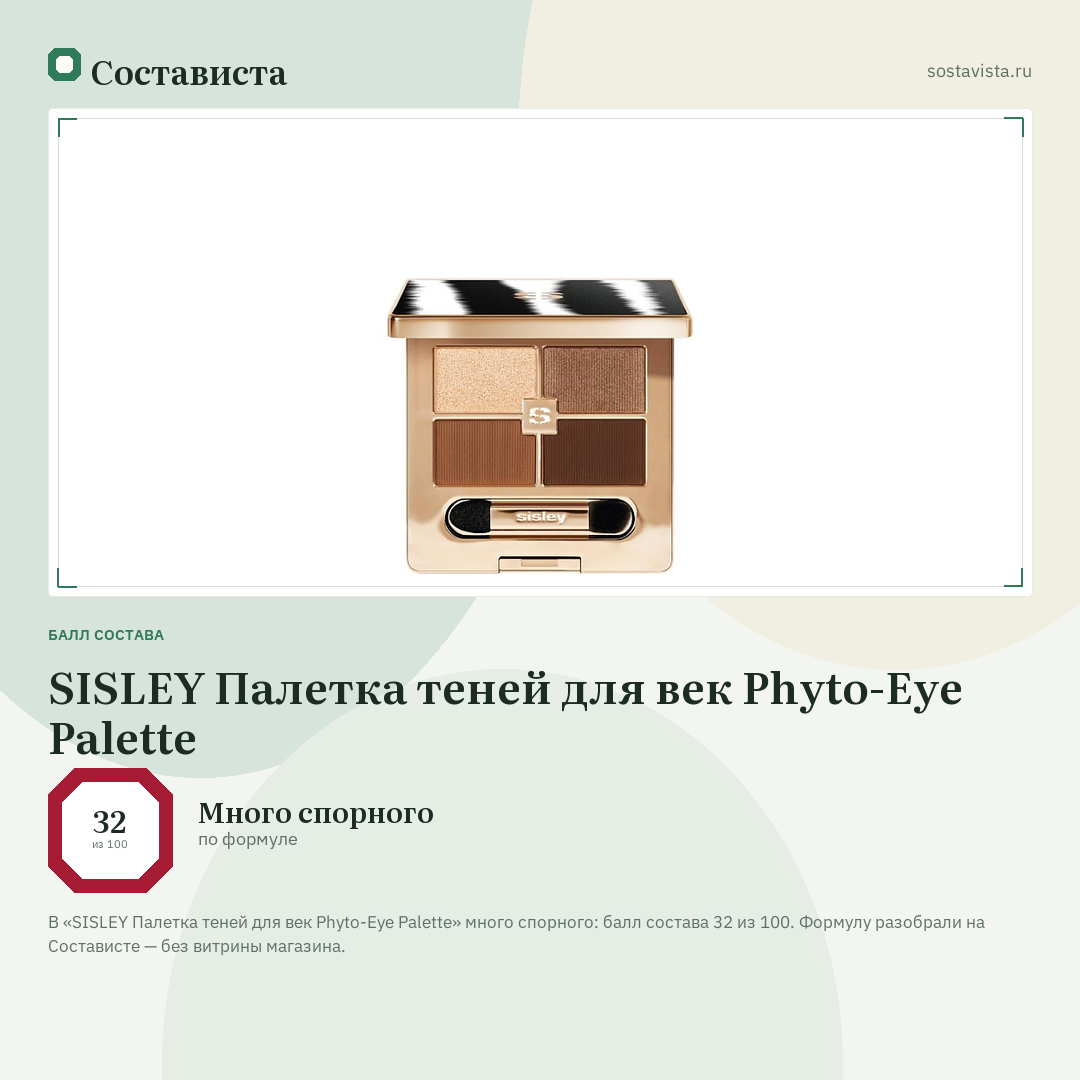SISLEY Палетка теней для век Phyto-Eye Palette: балл состава 32 из 100 — Состависта