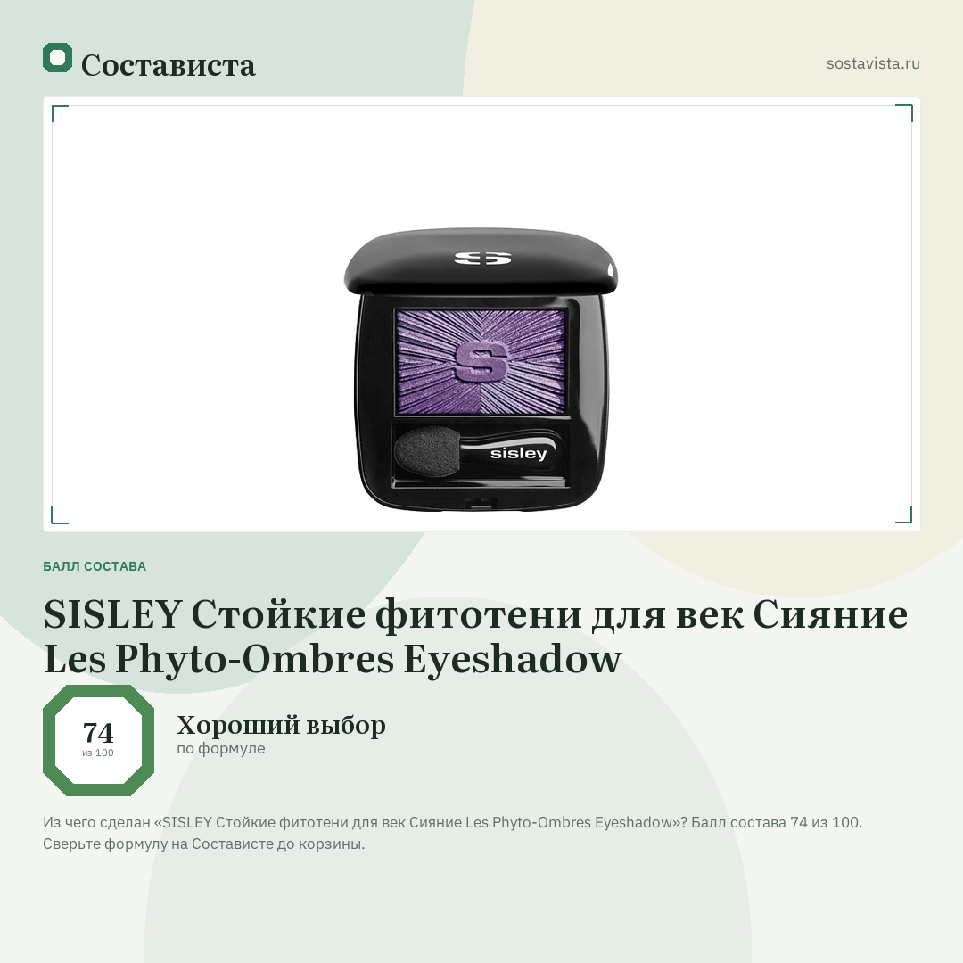 SISLEY Стойкие фитотени для век Сияние Les Phyto-Ombres Eyeshadow: балл состава 74 из 100 — Состависта