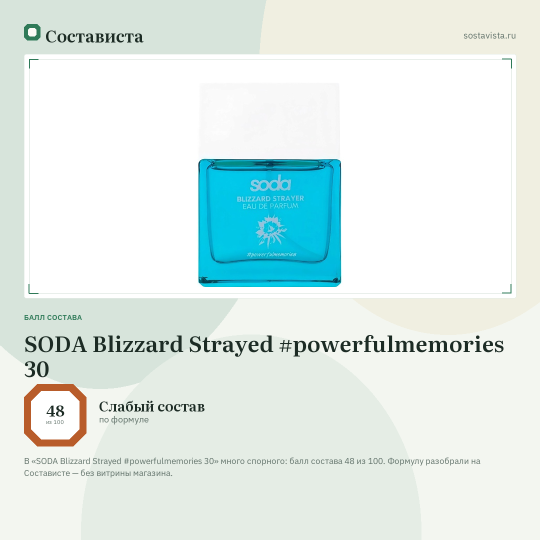 SODA Blizzard Strayed #powerfulmemories 30: балл состава 48 из 100 — Состависта