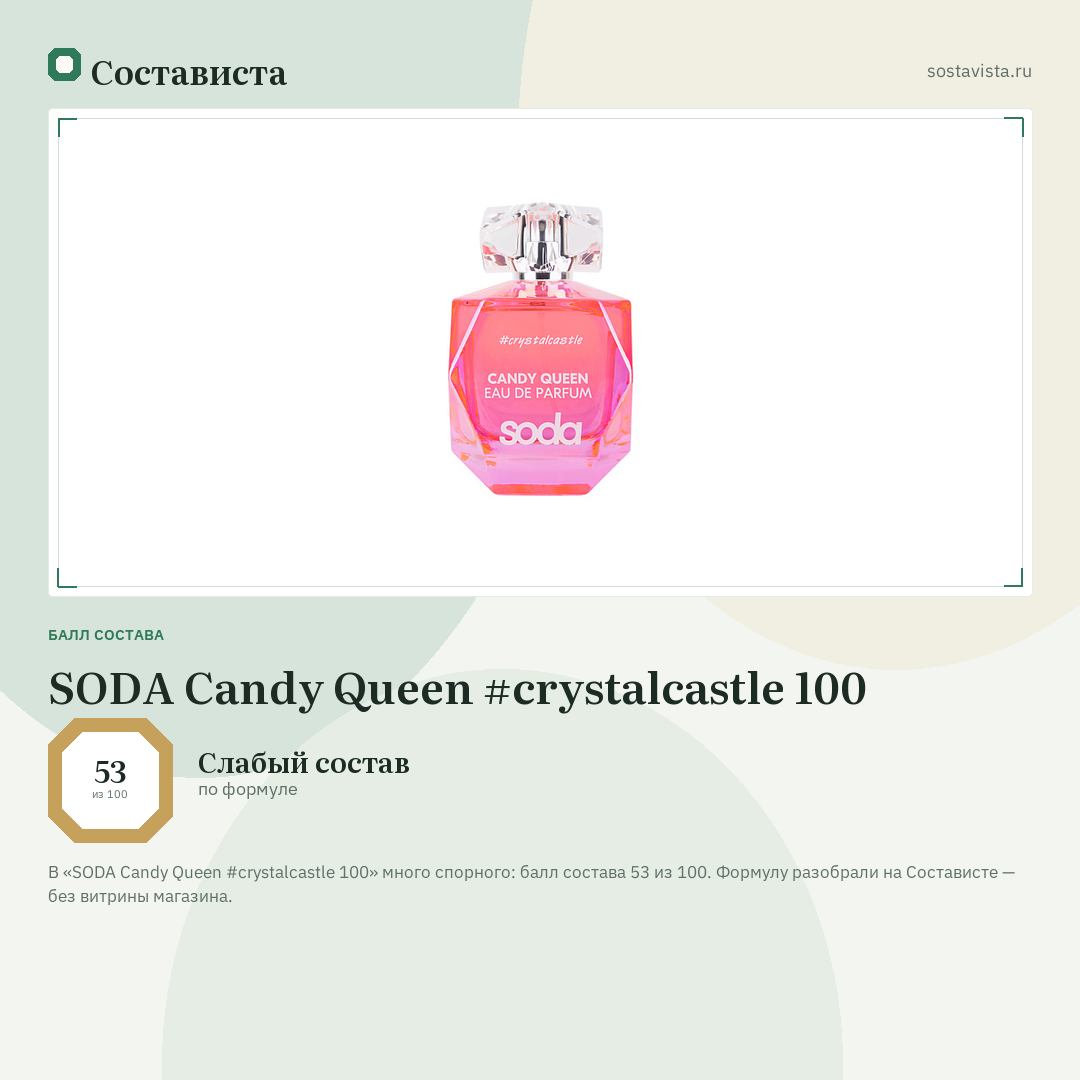SODA Candy Queen #crystalcastle 100: балл состава 53 из 100 — Состависта