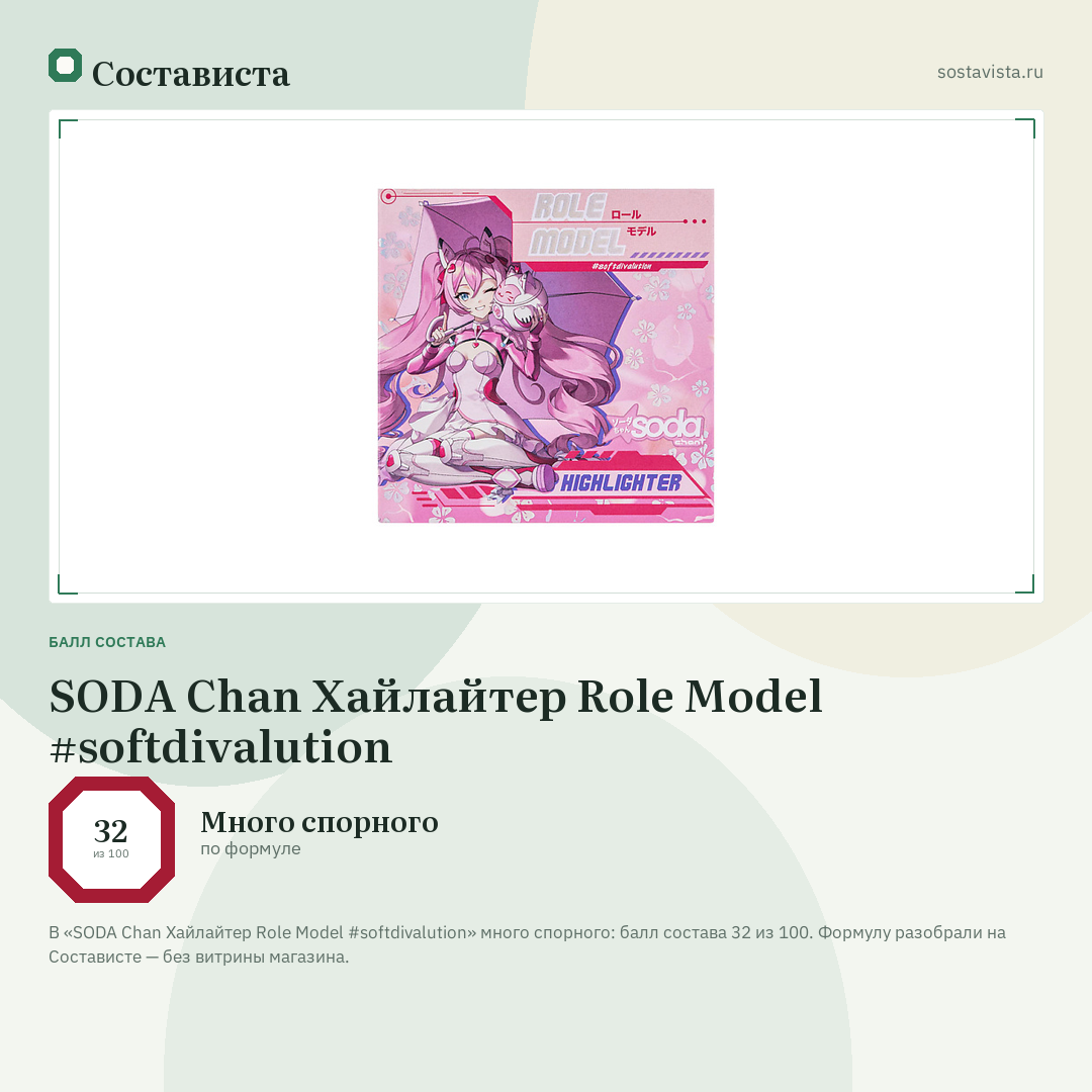 SODA Chan Хайлайтер Role Model #softdivalution: балл состава 32 из 100 — Состависта