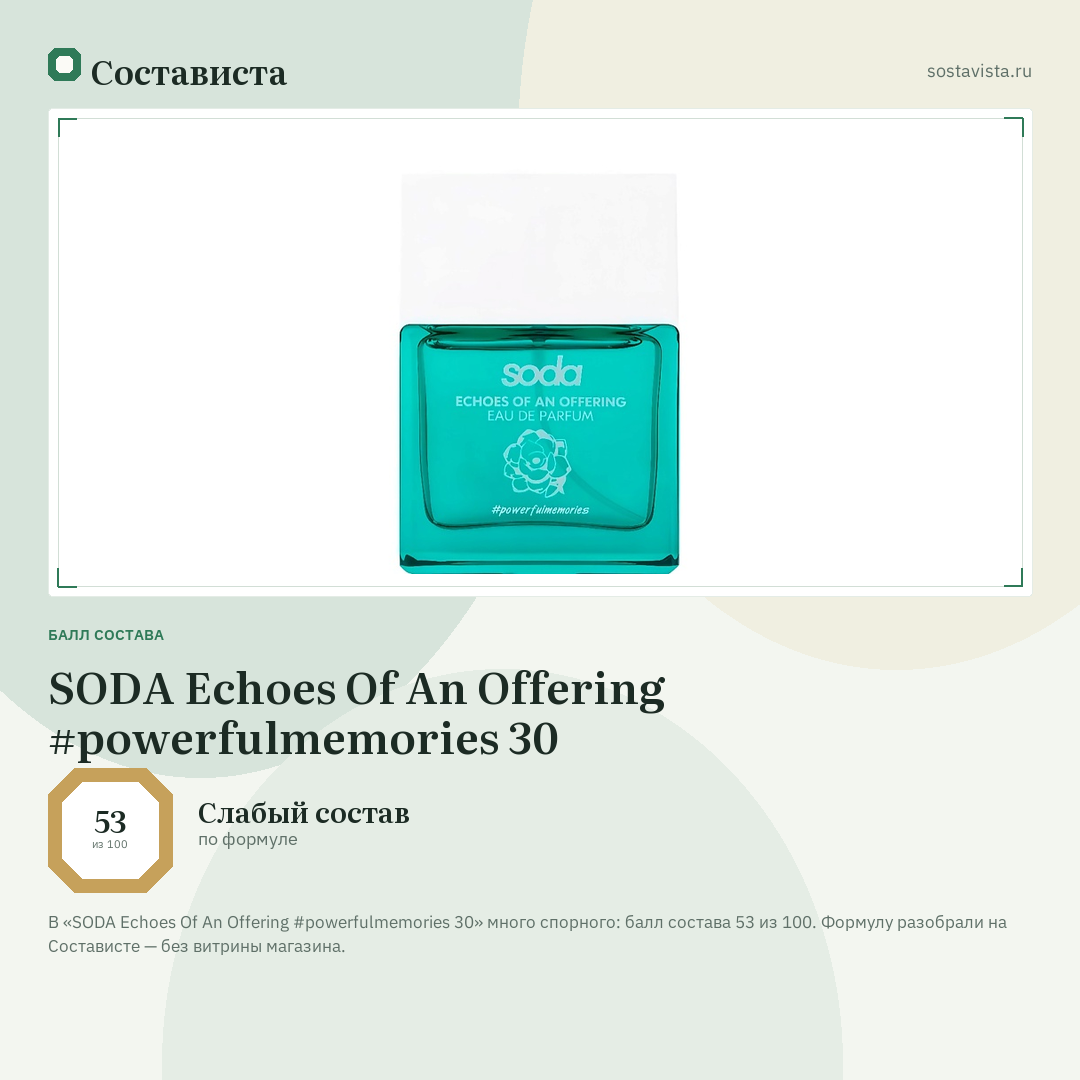 SODA Echoes Of An Offering #powerfulmemories 30: балл состава 53 из 100 — Состависта