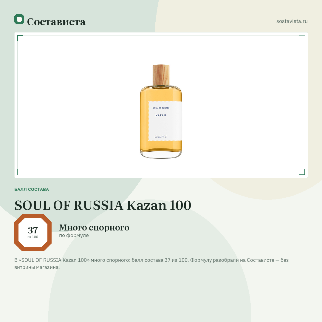 SOUL OF RUSSIA Kazan 100: балл состава 37 из 100 — Состависта