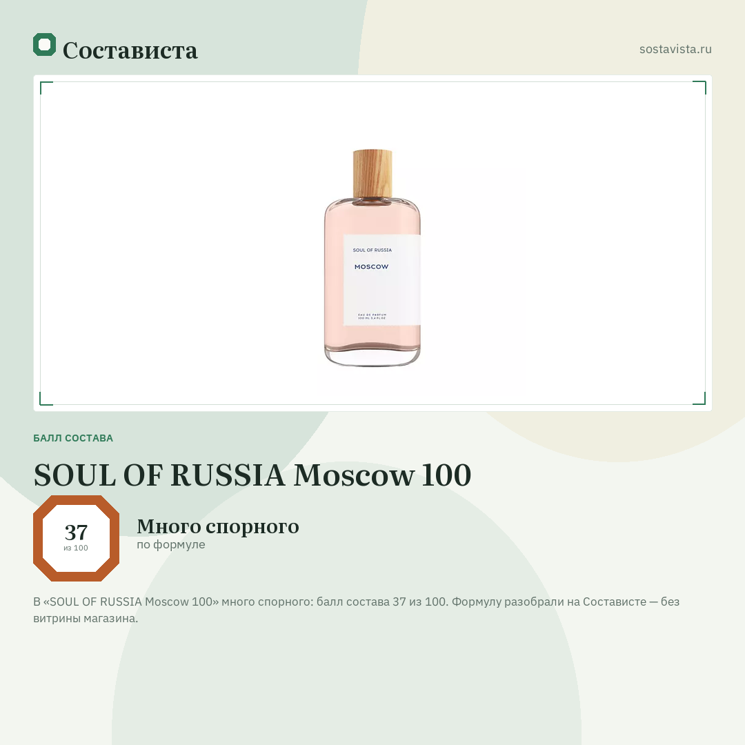 SOUL OF RUSSIA Moscow 100: балл состава 37 из 100 — Состависта