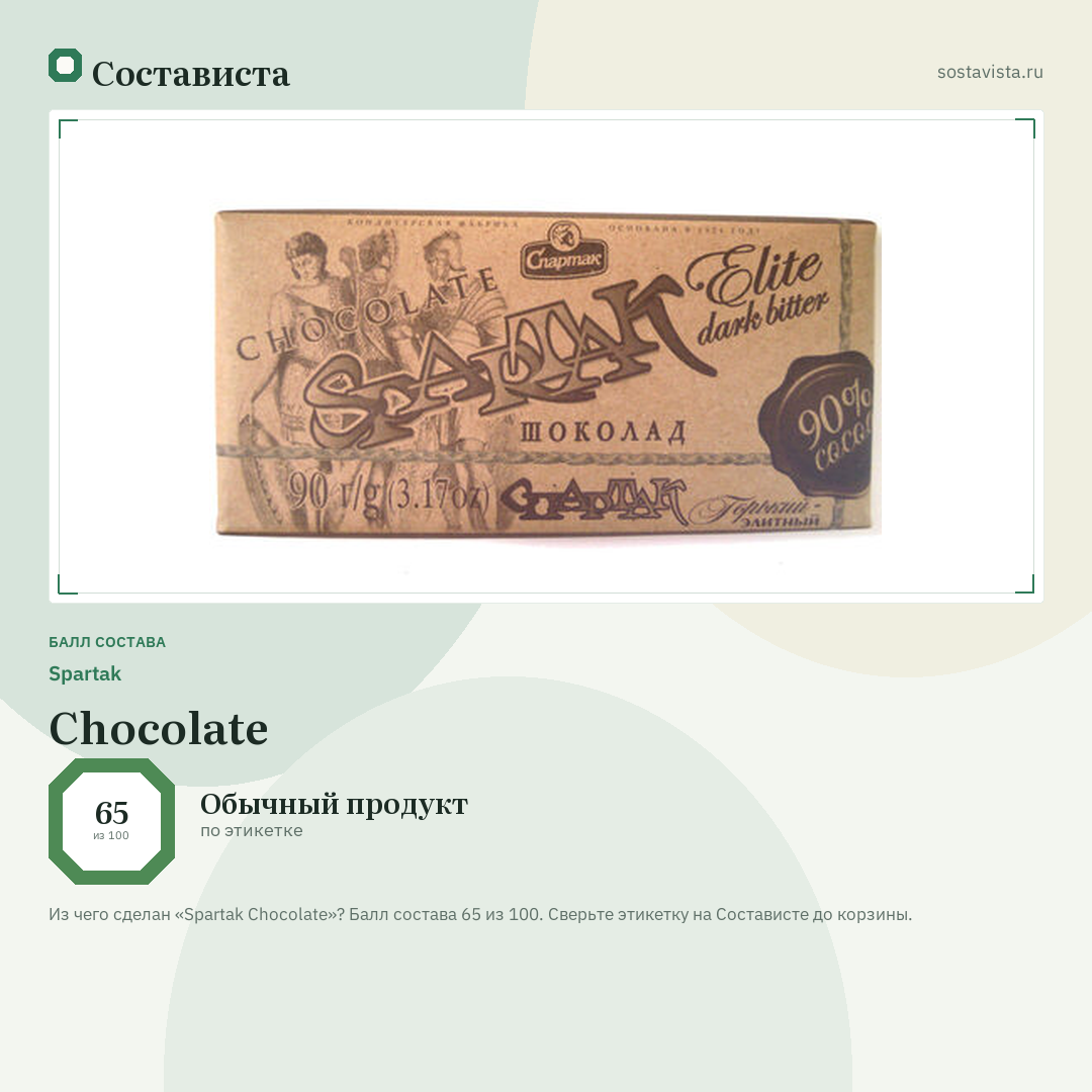 Spartak Chocolate: балл состава 65 из 100 — Состависта