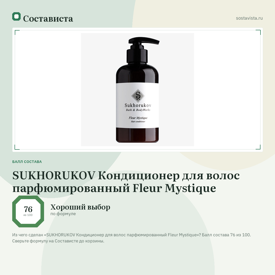 SUKHORUKOV Кондиционер для волос парфюмированный Fleur Mystique: балл состава 76 из 100 — Состависта