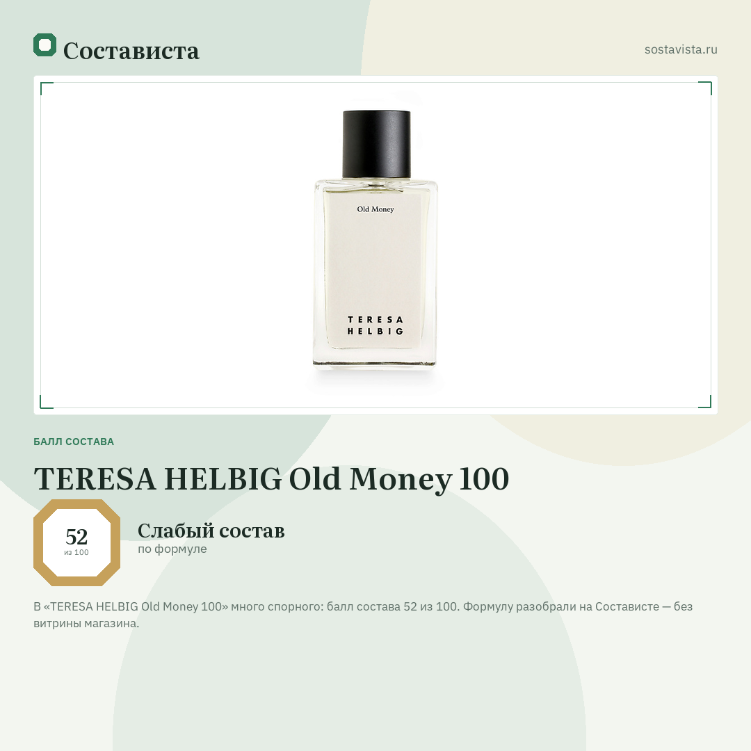 TERESA HELBIG Old Money 100: балл состава 52 из 100 — Состависта