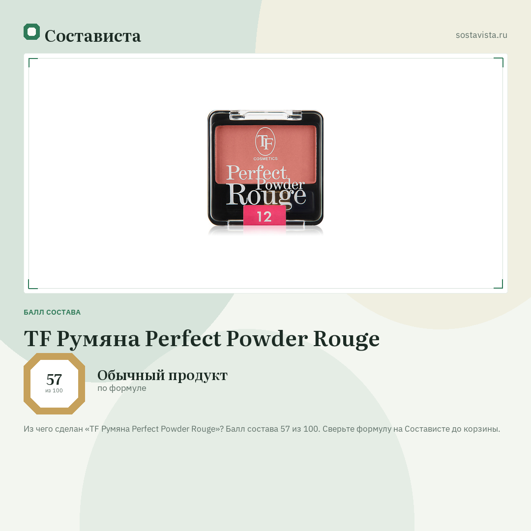 TF Румяна Perfect Powder Rouge: балл состава 57 из 100 — Состависта