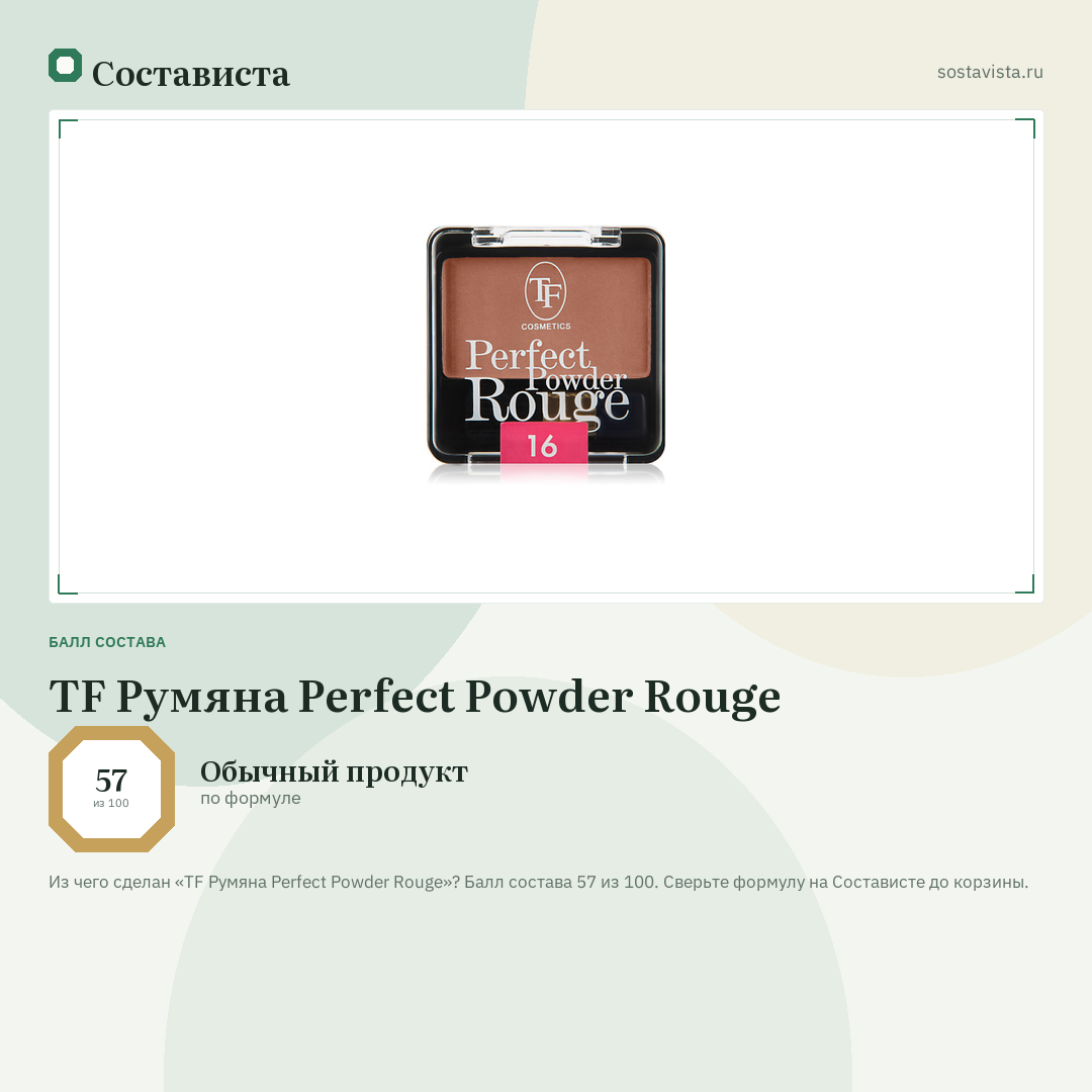 TF Румяна Perfect Powder Rouge: балл состава 57 из 100 — Состависта