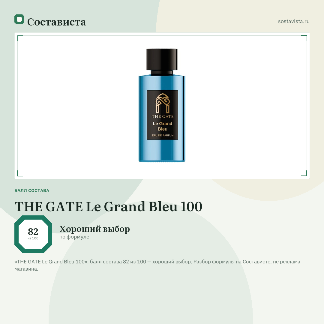 THE GATE Le Grand Bleu 100: балл состава 82 из 100 — Состависта