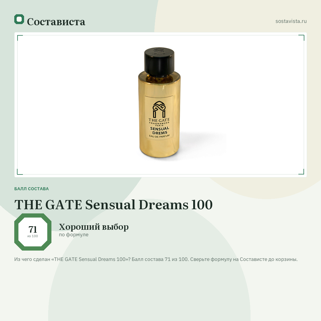 THE GATE Sensual Dreams 100: балл состава 71 из 100 — Состависта