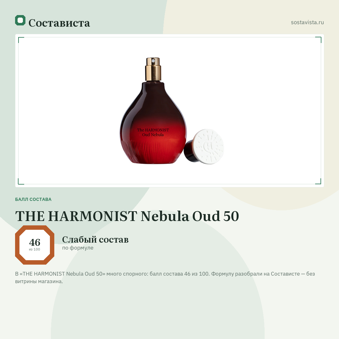 THE HARMONIST Nebula Oud 50: балл состава 46 из 100 — Состависта