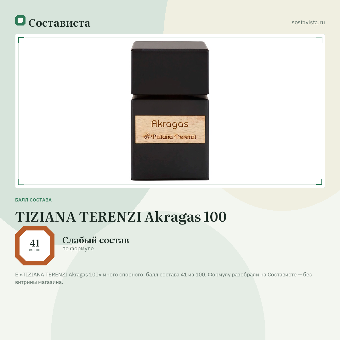 TIZIANA TERENZI Akragas 100: балл состава 41 из 100 — Состависта