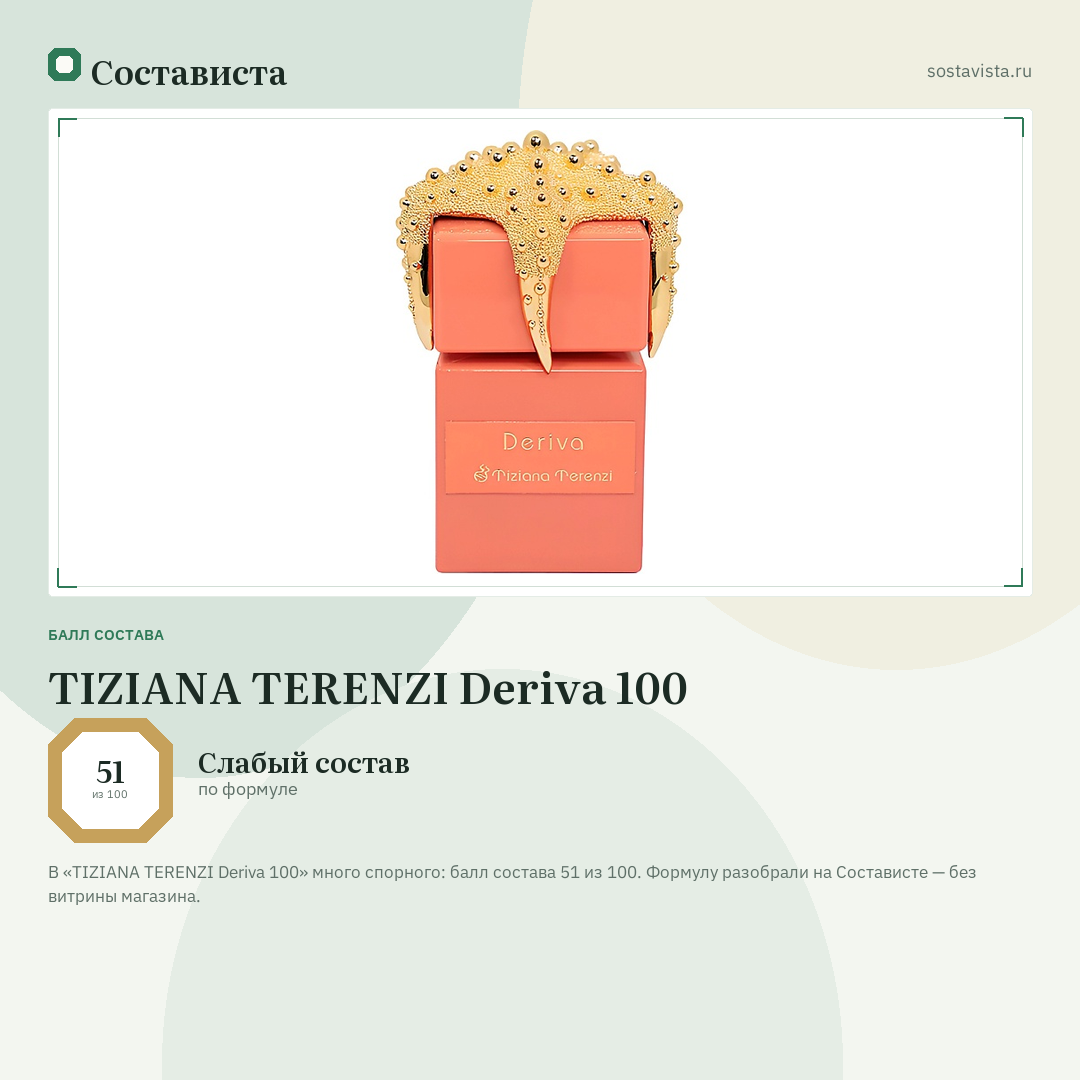 TIZIANA TERENZI Deriva 100: балл состава 51 из 100 — Состависта