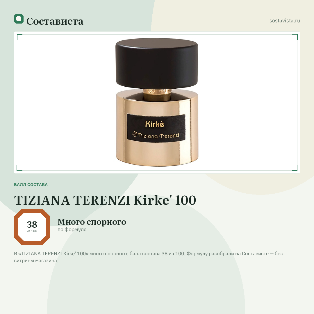 TIZIANA TERENZI Kirke' 100: балл состава 38 из 100 — Состависта