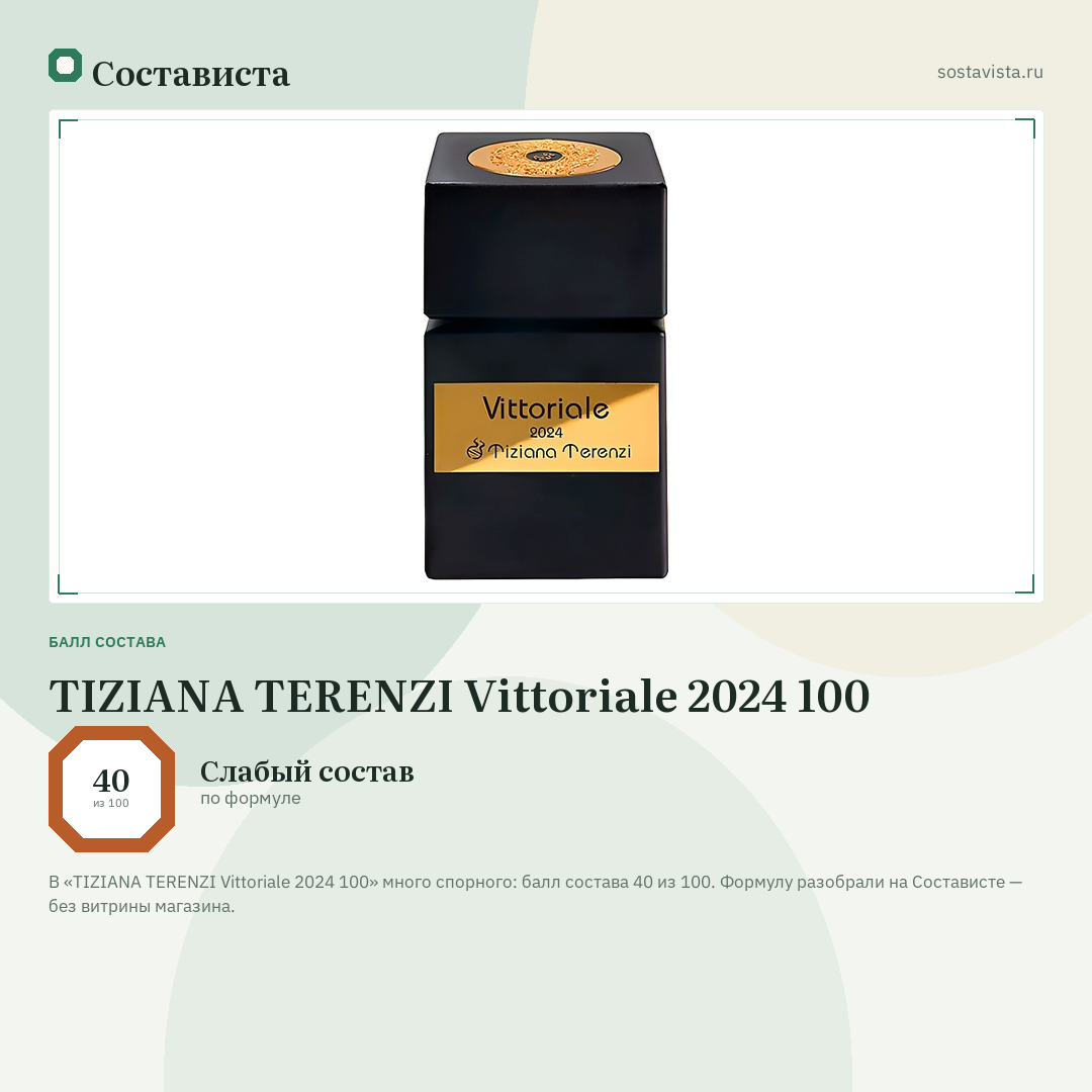 TIZIANA TERENZI Vittoriale 2024 100: балл состава 40 из 100 — Состависта